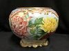 ANTIQUE FRENCH HAND PAINTED PORCELAIN FLORAL JARDINIERE