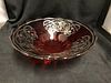 VINTAGE RUBY GLASS BOWL WITH SILVER OVERLAY