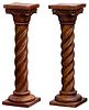 Stained Carved Wood Plant Stands