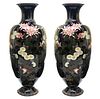 A PAIR OF JAPANESE METAL AND CLOISONNE ENAMEL VASES, 20TH CENTURY