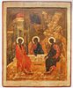A LARGE RUSSIAN ICON OF THE HOLY TRINITY, CENTRAL RUSSIA, MID-16TH CENTURY