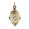 A FABERGE GOLD-MOUNTED BOWENITE AND DIAMOND EGG PENDANT, WORKMASTER HENRIK WINGSTROM, ST. PETERSBURG, 1899-1904