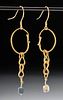Roman 23K+ Gold Earrings w/ Glass Beads (pr)