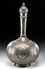 19th C. Indian Bidriware Lidded Vase - Brass w/ Silver