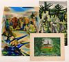3 Otto Plaug Landscape Paintings and Drawing