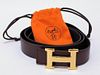 Authentic Hermes H Reversible Leather Lady's Belt