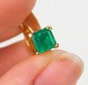 18K Gold Channel Set Princess Cut Emerald Ring