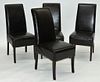 4 Palecek Modern Brown Leather Dining Chairs