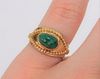 18K Gold Indian Mughal Style Malachite Ring