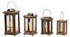 Set of Four Graduated Wood and Glass Lanterns