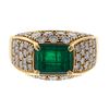 An Emerald & Pave Set Diamond Ring in 18K