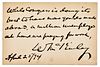 William McKinley signed handwritten note card