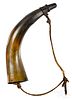 British scrimshaw naval powder horn, early 19th c