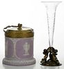 Wedgwood Cameo Jar and Cut Glass Vase