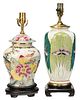Two Chinese Famille Rose Vases Converted to Lamps