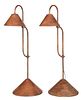 Pair of Copper Finished Adjustable Floor Lamps