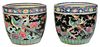 Pair of Chinese Famille Noir Porcelain Planters