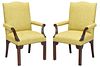 Pair Chippendale Style Upholstered Library Chairs