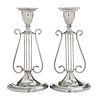 Lyre Form Silver Plate Candlesticks