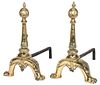 Large Pair of Victorian Brass Andirons