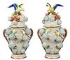 Pair "Schneeballen" Encrusted Porcelain Vases