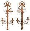 Pair of Louis XVI Style Carved Gilt Wood Sconces