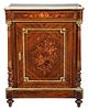 French Marquetry Inlaid Marble Top Cabinet