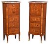 Pair Louis XV Style Marquetry Inlaid Bedside Commodes