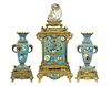 Important Late 19th C. Parisian 3 Piece Clock Set