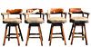Set of (4) King Ranch Cowhide & Leather Barstools