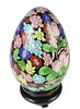 Large Chinese Cloisonne Egg on Stand