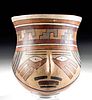 Nazca Polychrome Portrait Vessel / Trophy Head Vessel