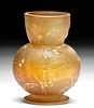 Signed Late 19th C. French Gilt & Enameled Glass Vase