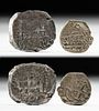 Lot of 2 Spanish Silver Cobbs (Pieces of Eight) Coins