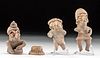 Lot of 3 Chupicuaro Pottery Figures + Bead