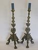 Pair Of Vintage Ornate Bronze Candle Stands.