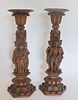 Pair Of Antique Finely Carved Figural Wood