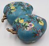 Chinese Cloisonne Double Peach Lidded Box.