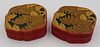 Pair of Cinnabar Tri-Color Lacquered Boxes.