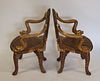 Pair Of Carved Italian Grotto Chairs With Dolphin