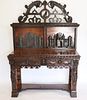 Antique Italian And Highly Carved Stepback Cabinet
