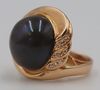JEWELRY. 14kt Gold, Mabe Pearl & Diamond  Ring.