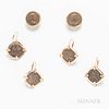 Three Pairs of 14kt Gold and Ancient Coin Earrings