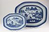 Two Blue and White Canton Platters, 19th Century