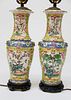 Pair of Chinese Enamel Decorated Lamps
