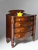 American Late Federal Miniature Mahogany Bow Front Chest of Drawers, circa 1825