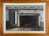Scarce James Walter Folger Gouache And Watercolor Nantucket Interior Scene "A Deserted Hearthstone"