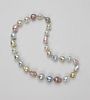 Very Fine 14.2mm x 18mm South Sea White, Silver, Gold And Fresh Water Pink Baroque Pearl Necklace