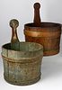 Two Nantucket Made Wood Stave Water Buckets, 19th Century