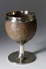 Silver and Scrimshaw Coconut Goblet, circa 1792-93